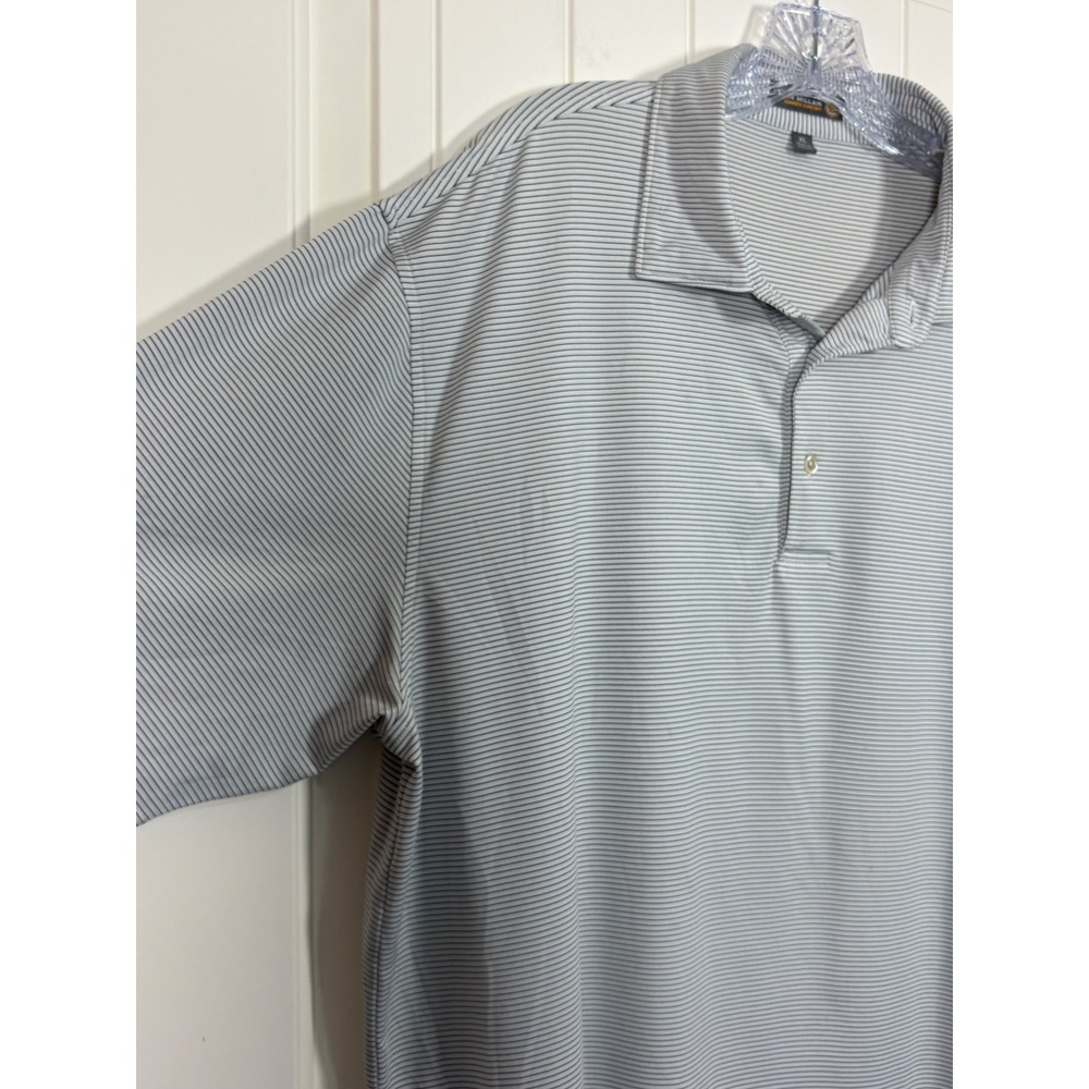 Peter Millar Summer Comfort White Black Striped Short Sleeve Golf Polo Shirt XL - Picture 4 of 14